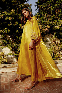 Mustard Yellow Abaya with Wide Sleeves & Dress