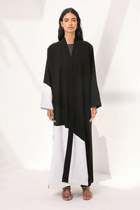 Black Abaya With Collar And Flared Front