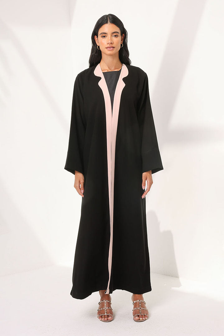 Black Abaya With Pink Collar