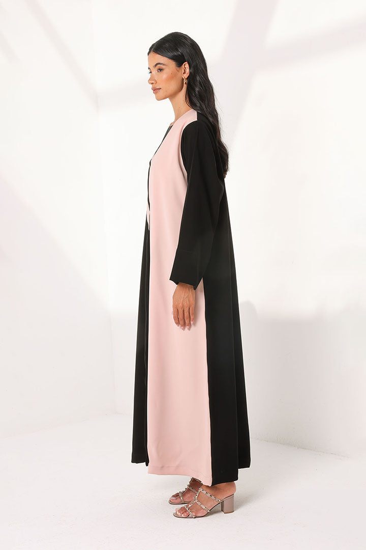 Half Black Half Pink Front Abaya