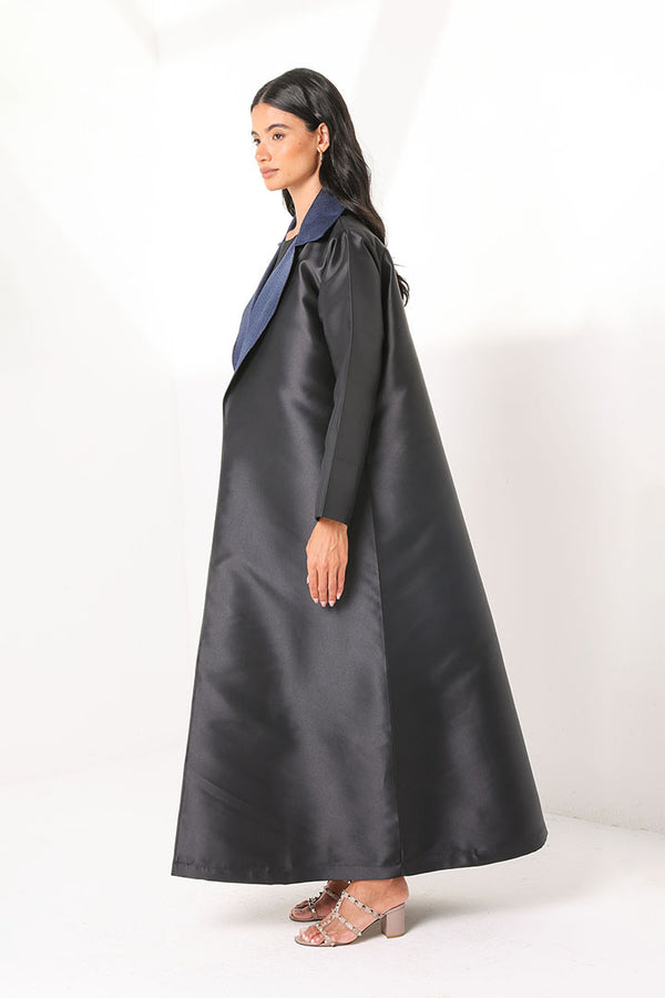 Black Abaya With Blue Collar