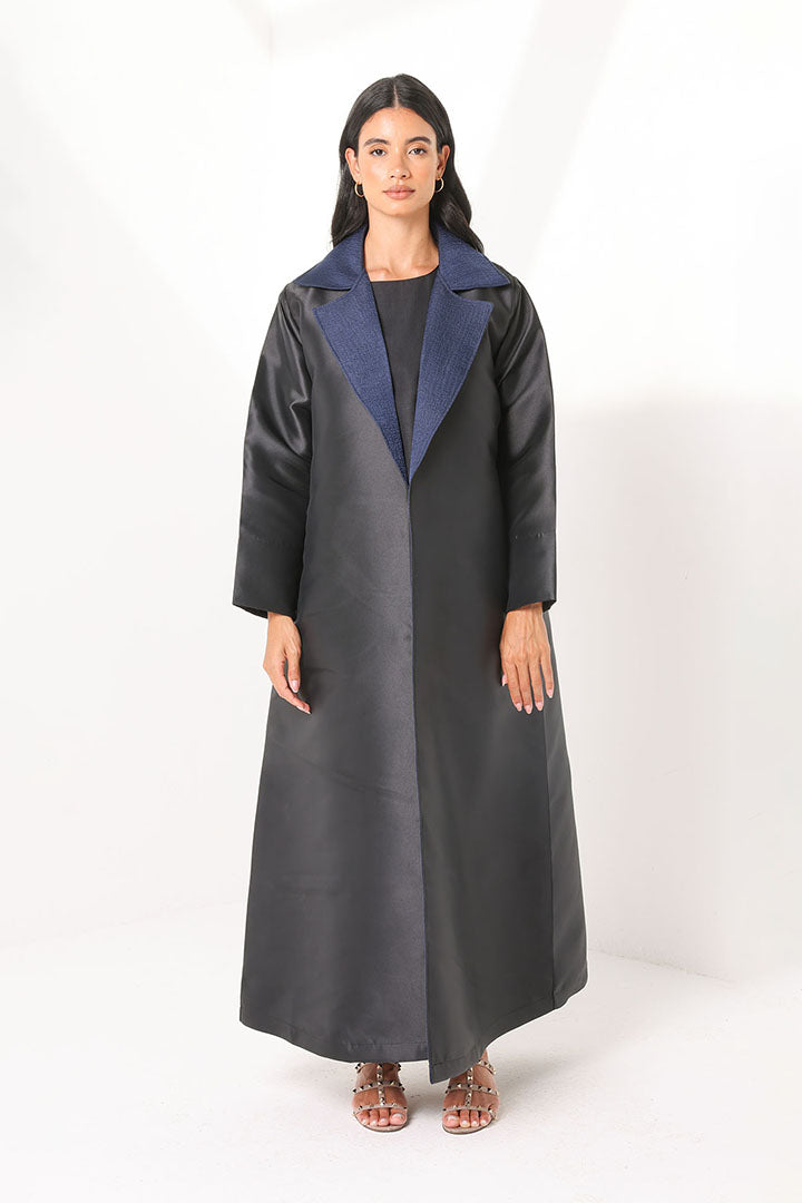 Black Abaya With Blue Collar