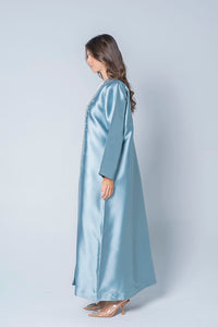 Sky blue abaya with embroidery With Hand beads