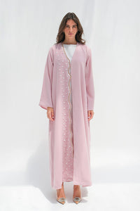 Pink abaya with embroidery