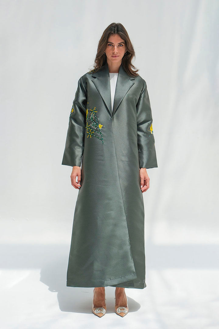 Coat abaya with floral embroidery