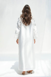 White coat abaya with 3d embroidery