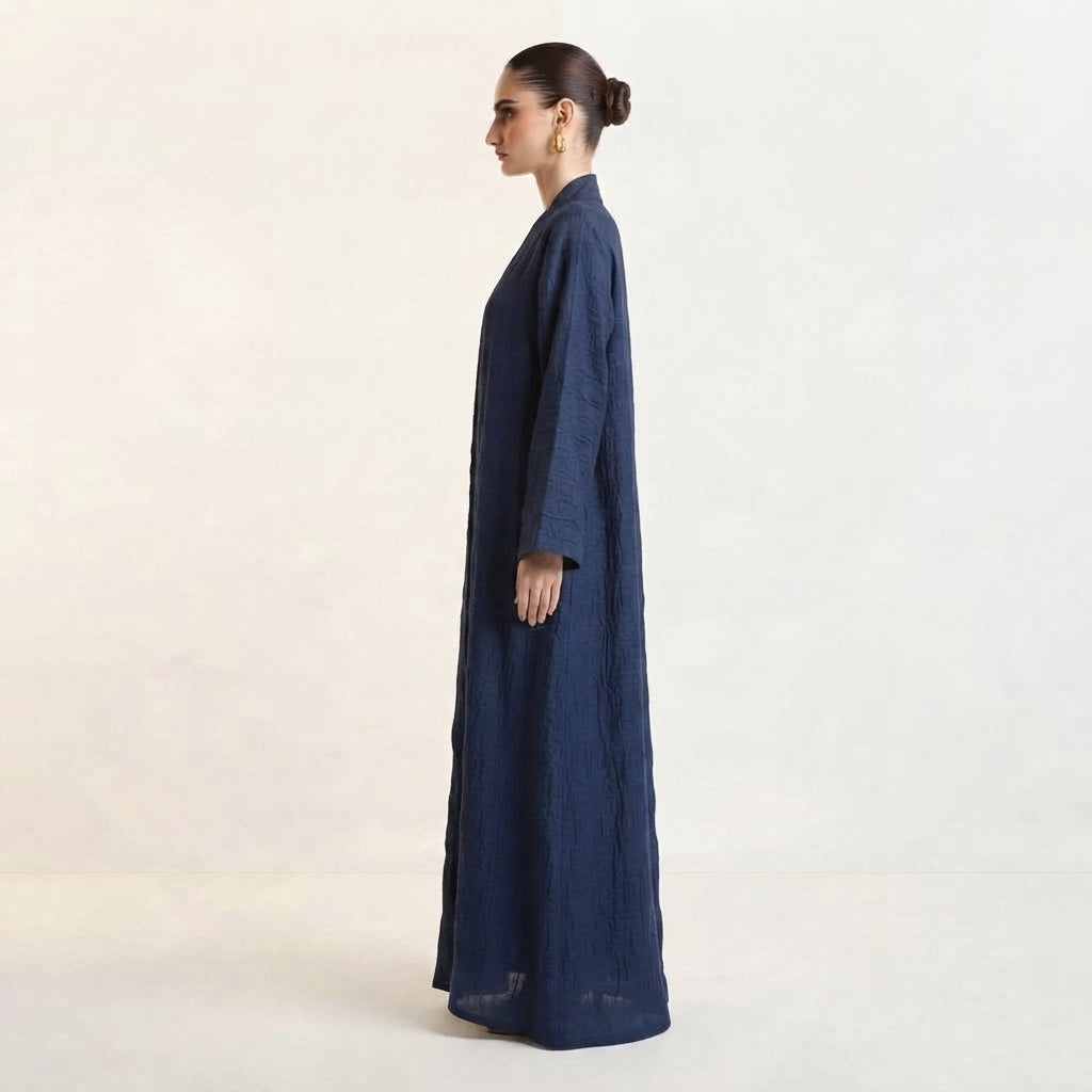 Blue Plain Organza Abaya