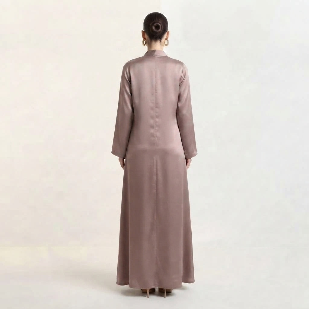 Light Pink Plain Silky Abaya