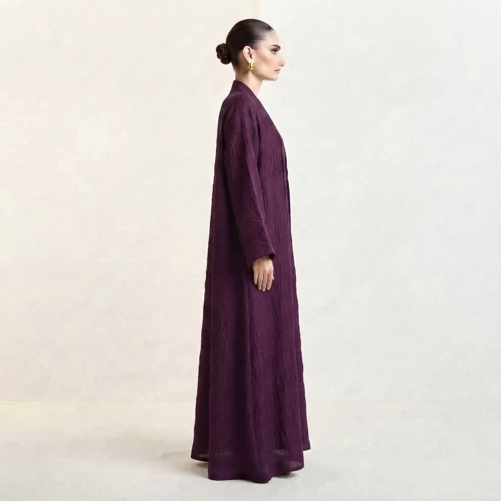 Purple Plain Organza Abaya