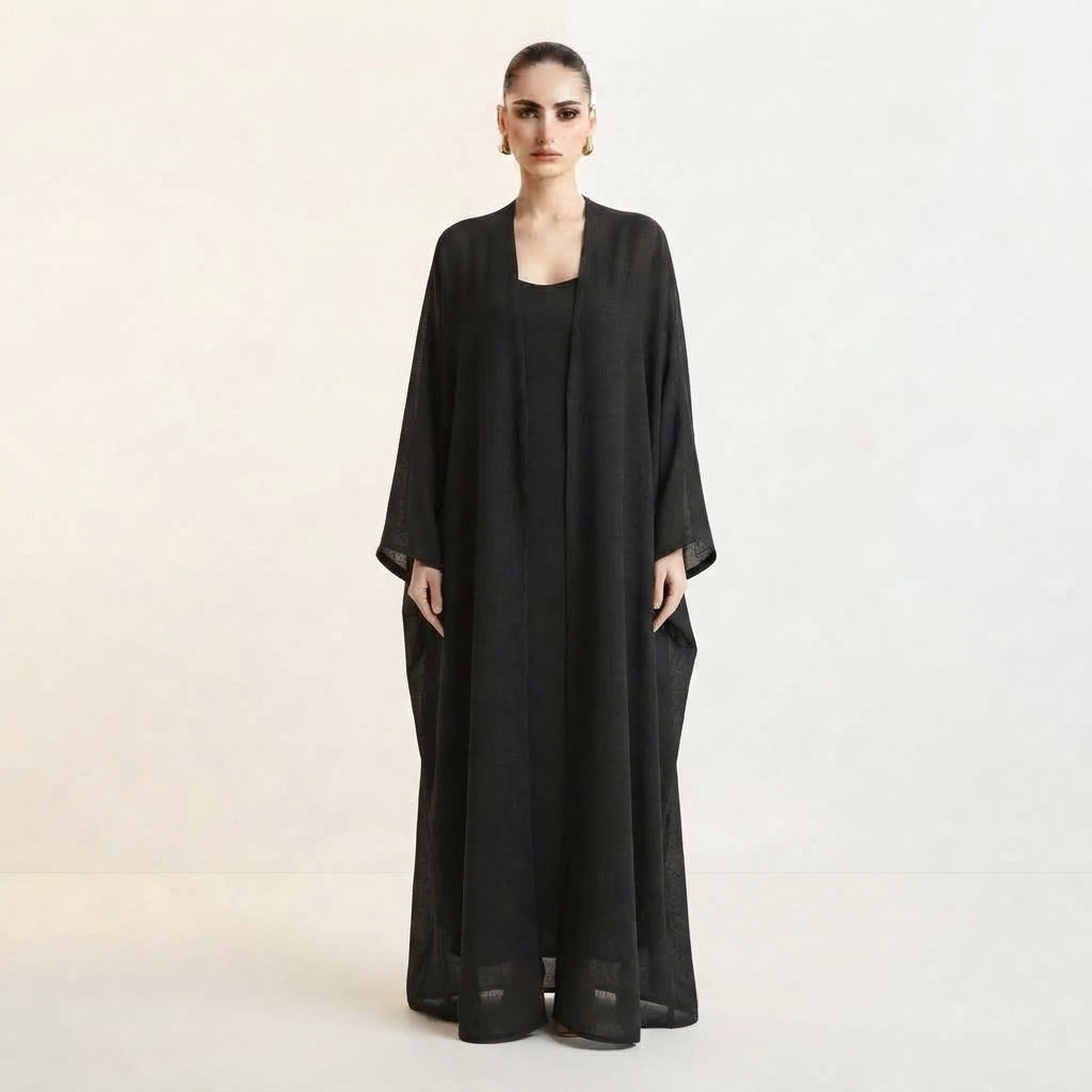 Black Bisht Matte Abaya