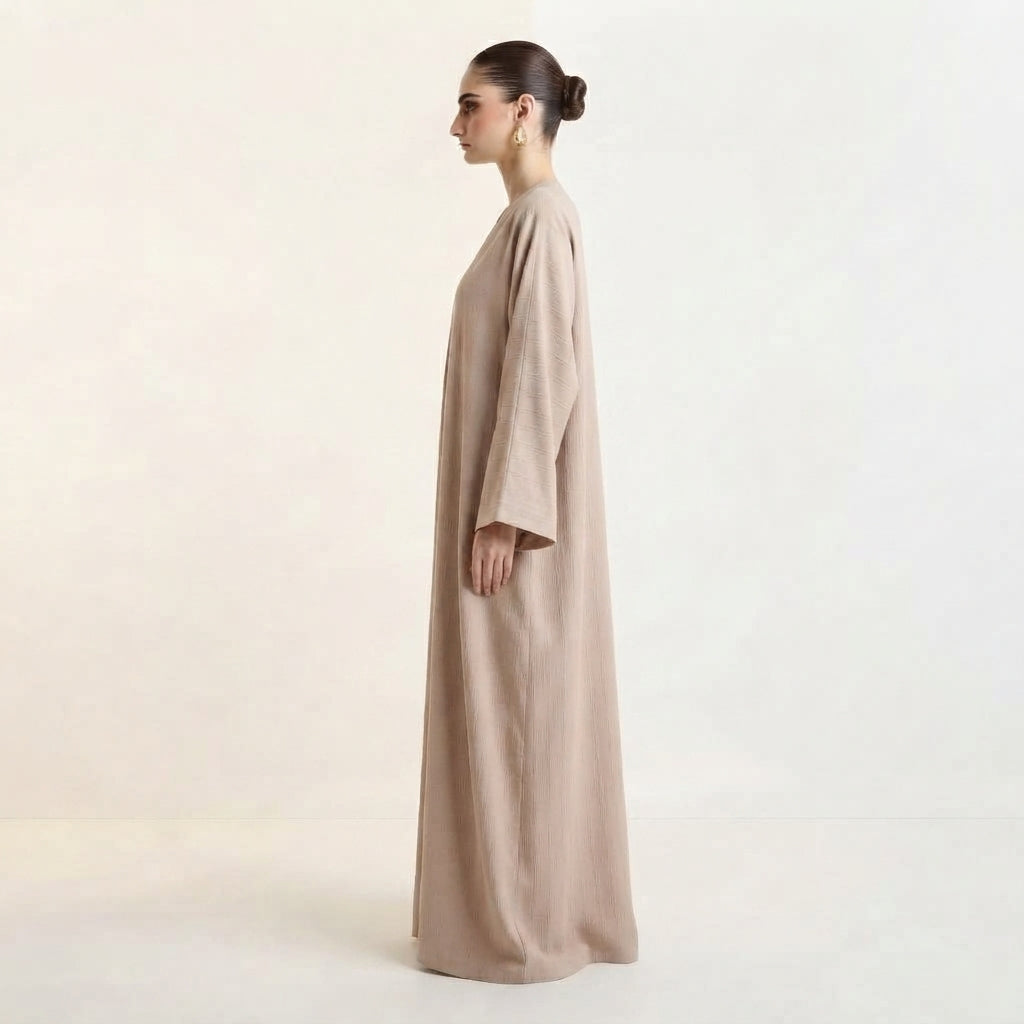Light Pink Bisht Matte Abaya
