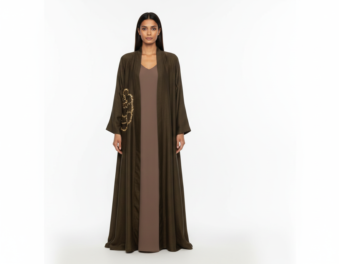 Beaded Rose Organza Abaya