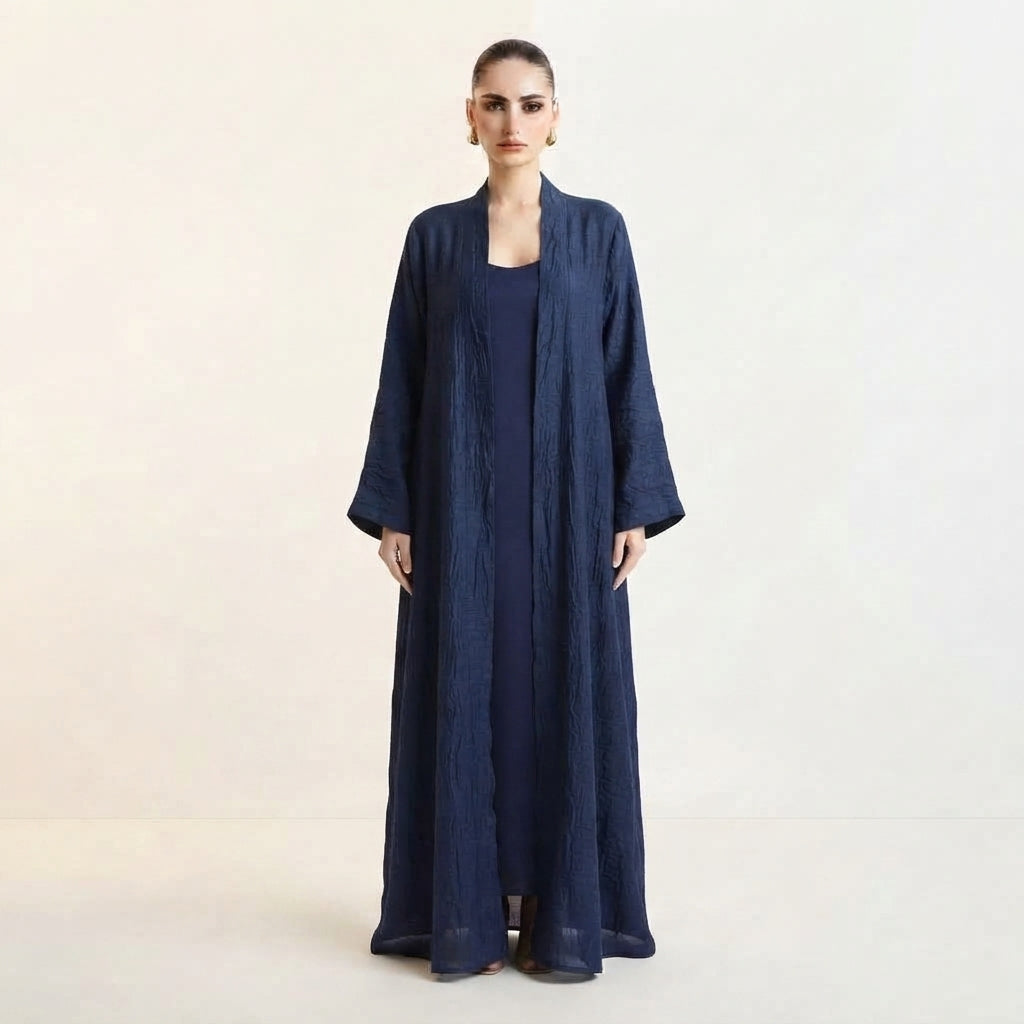 Blue Plain Organza Abaya