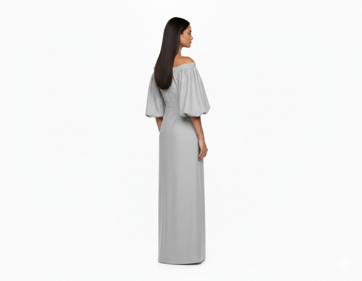 Light Gray Off shoulder Moon Dress