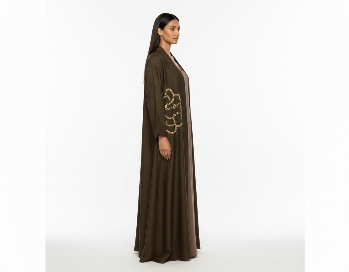 Beaded Rose Organza Abaya