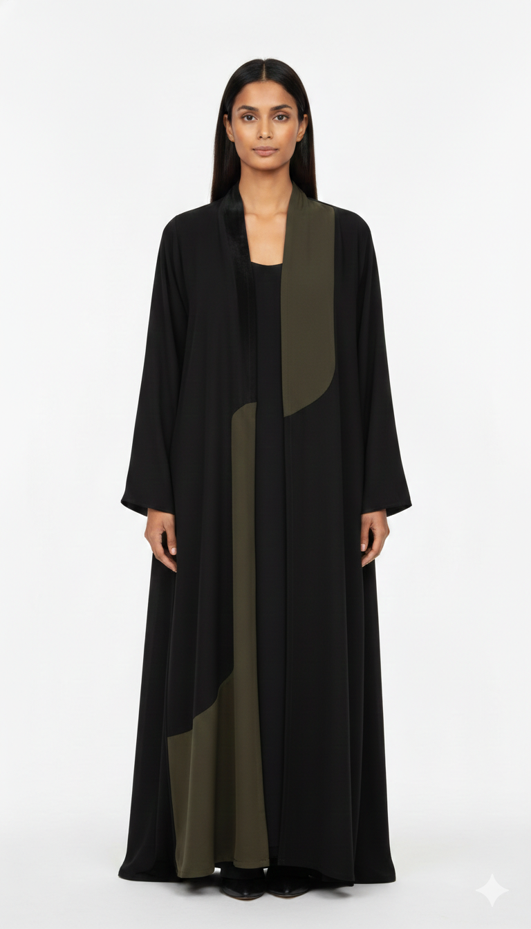Black &amp; Dark Olive Abaya