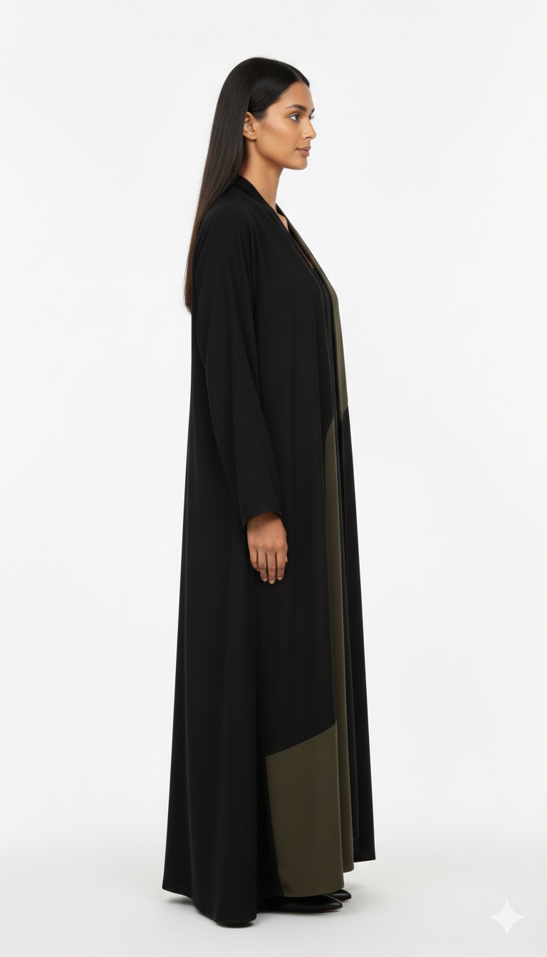 Black &amp; Dark Olive Abaya
