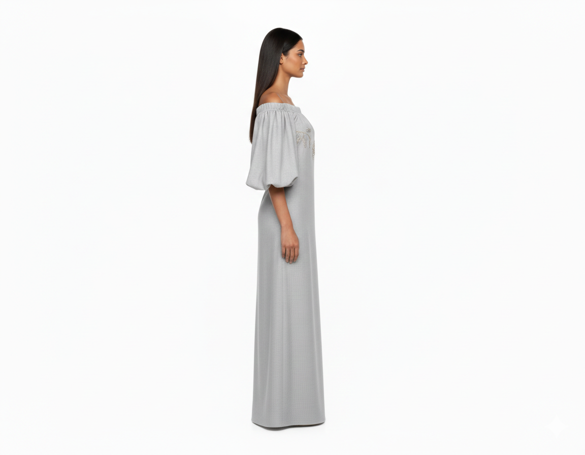 Light Gray Off shoulder Moon Dress