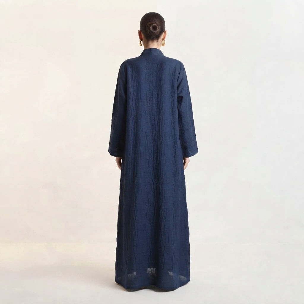 Blue Plain Organza Abaya