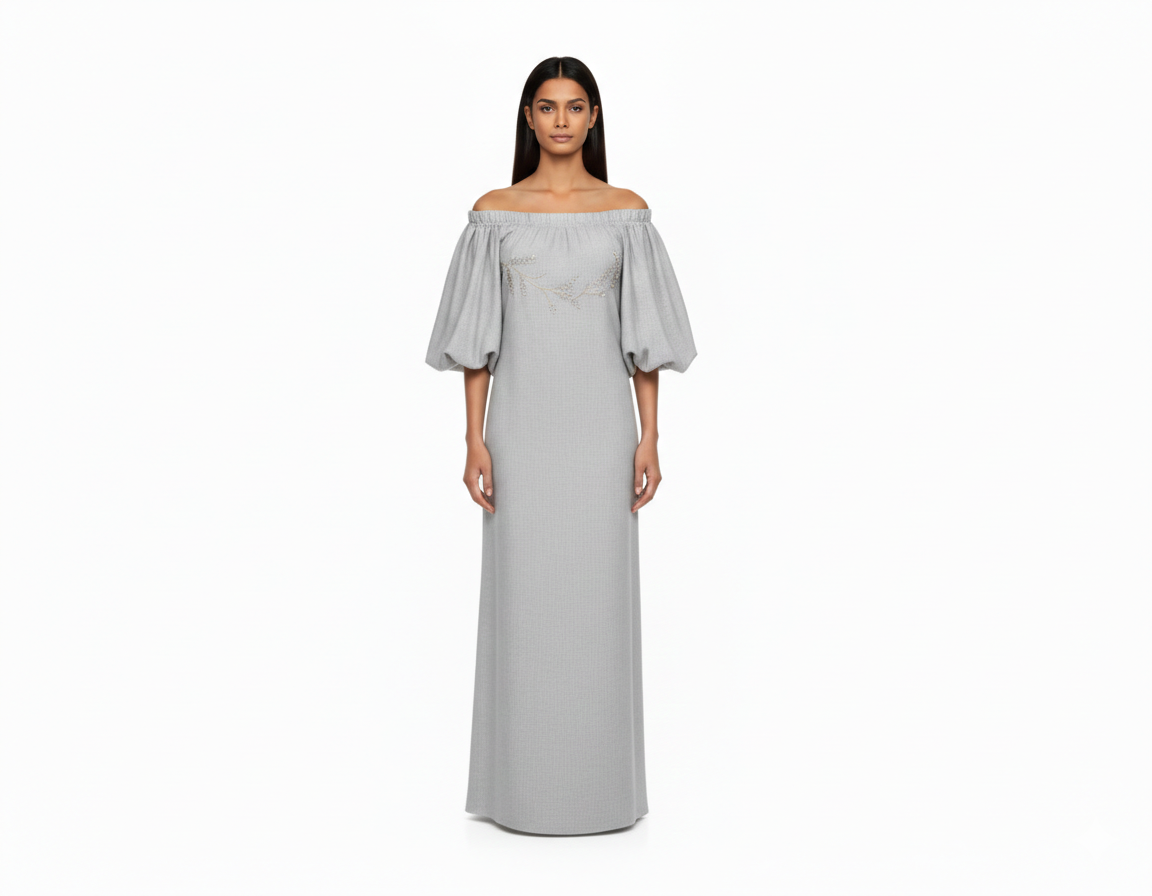 Light Gray Off shoulder Moon Dress