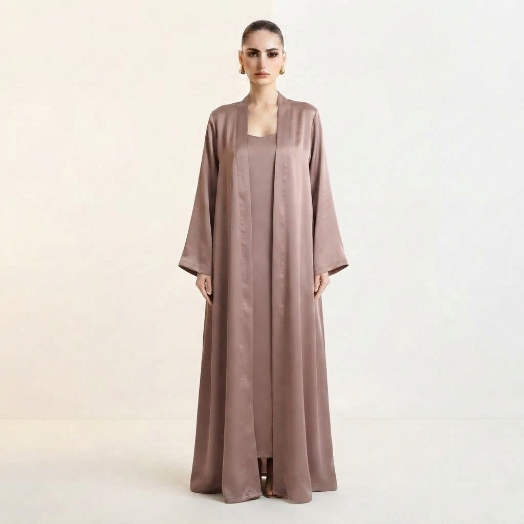 Light Pink Plain Silky Abaya
