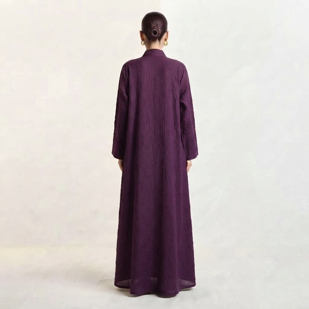 Purple Plain Organza Abaya