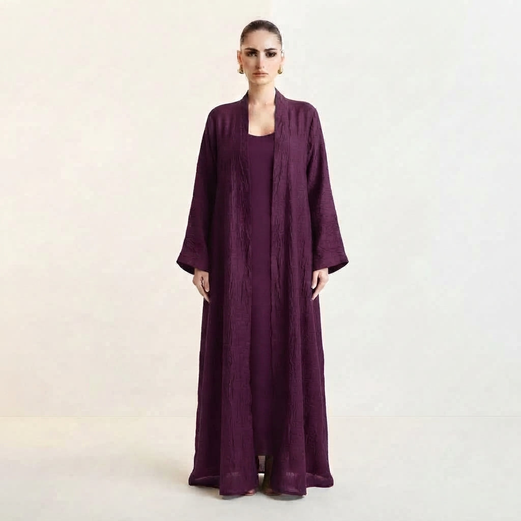 Purple Plain Organza Abaya