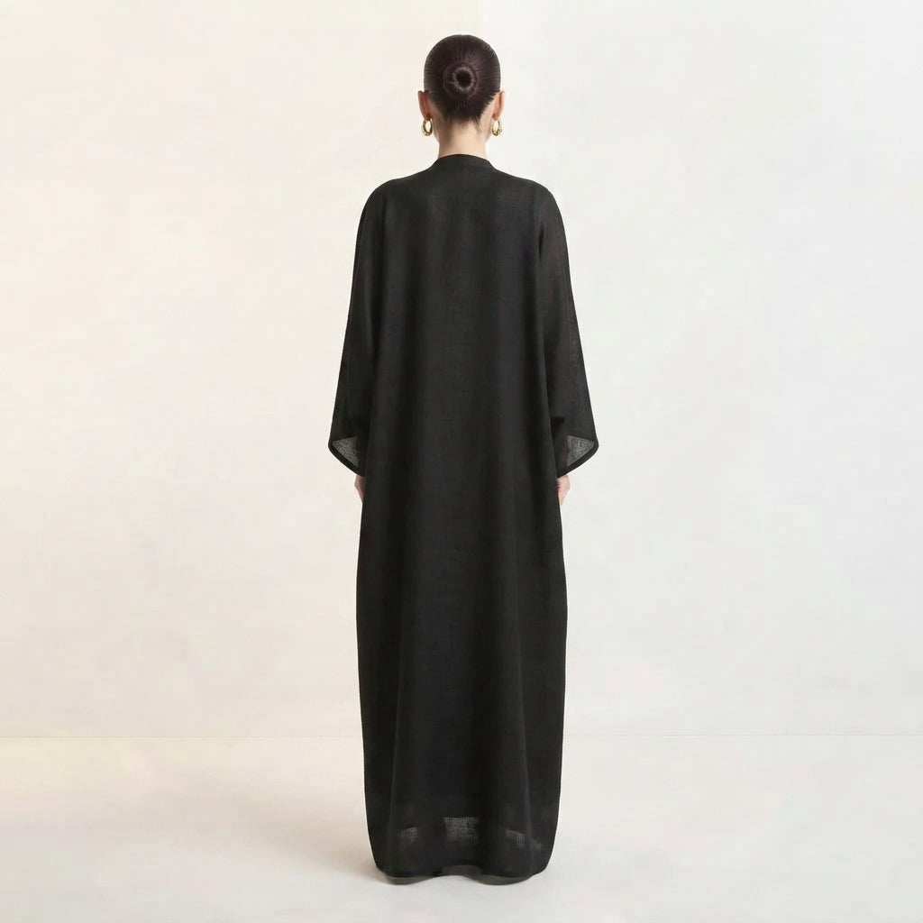 Black Bisht Matte Abaya