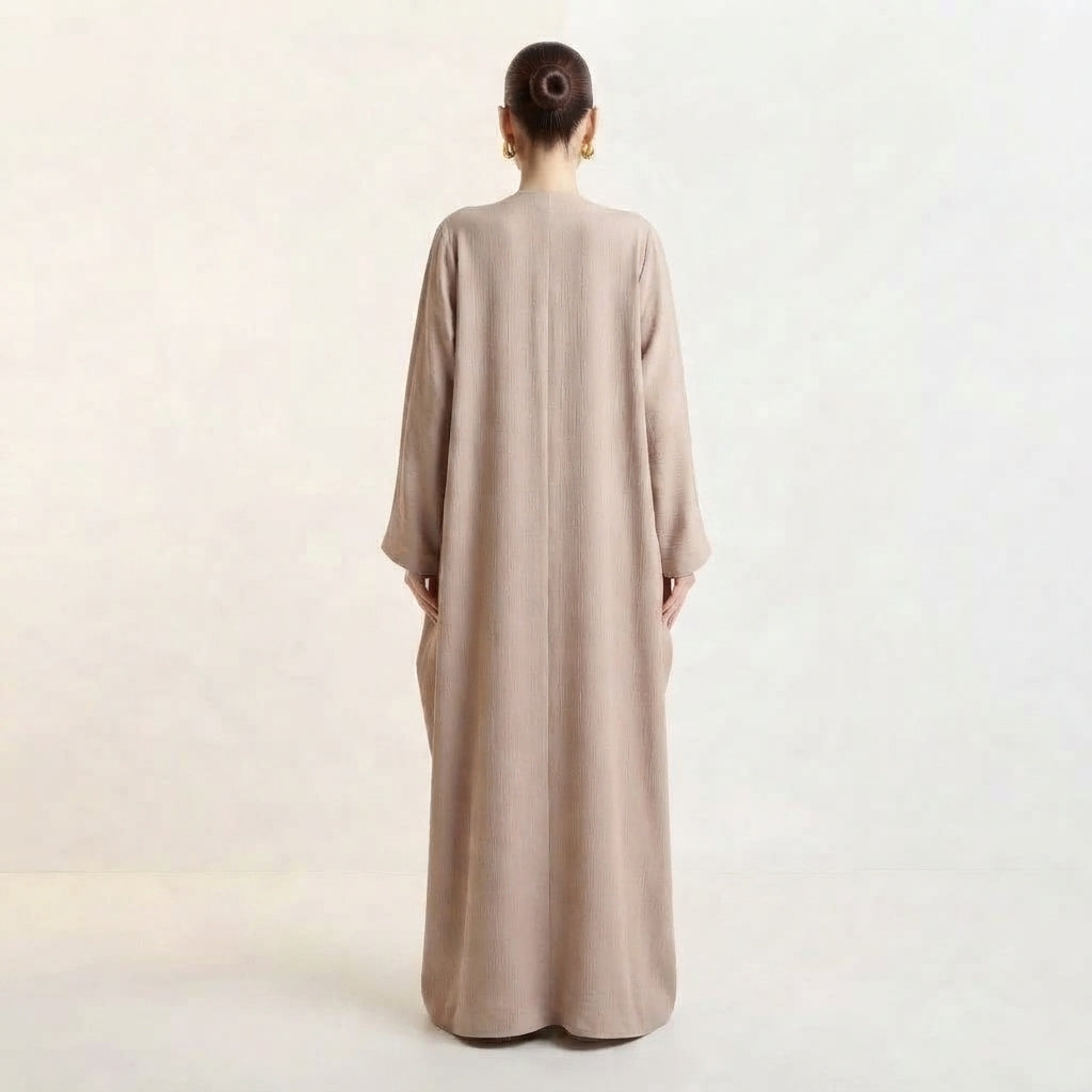 Light Pink Bisht Matte Abaya