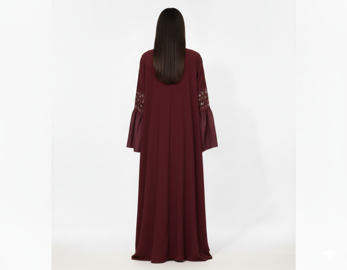 Red puff Sleeve Embroidery