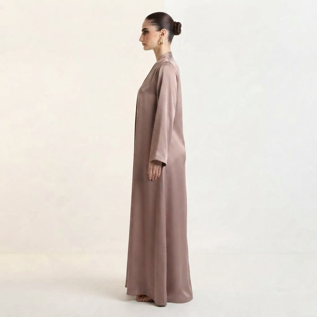 Light Pink Plain Silky Abaya