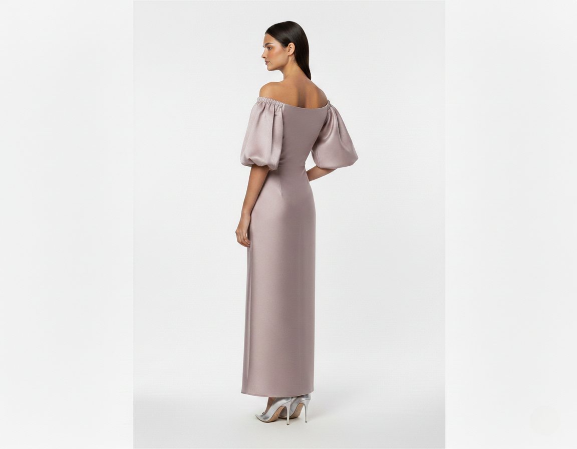 Muted Clay Off shoulder Moon Dress