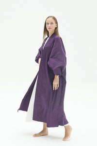 Dark Purple Puff Sleeve Plain Abaya