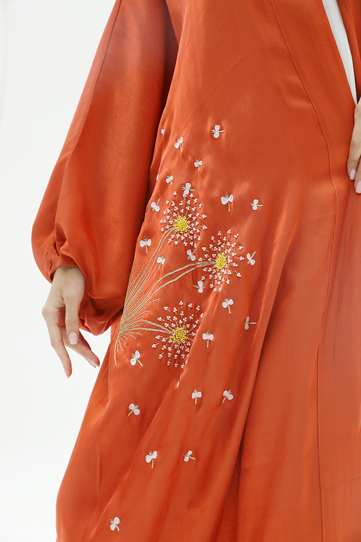 Butterfly Abaya With Floral Embroidery All Over