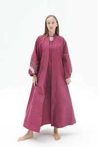 Puff Sleeve With Beaded Embroidery On The Sleeves Abaya Set