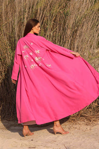 Abaya with Back Floral Detailed Embellishment