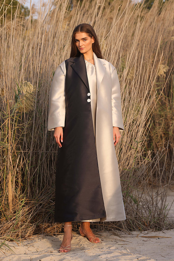 Two Shaded Coat Abaya with French Detail Button