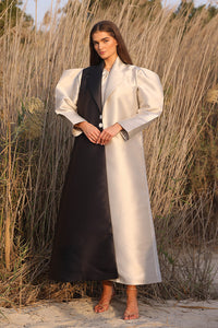 Two Shaded Coat Abaya with French Detail Button