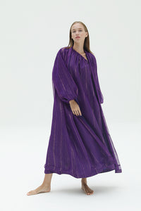 Purple Abaya With Gold Lines