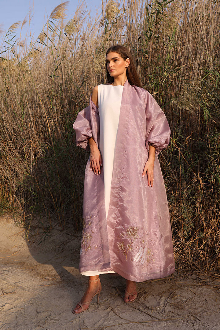 Puff Sleeve Abaya with Detail Embellishment in The Button