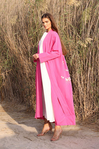 Abaya with Back Floral Detailed Embellishment