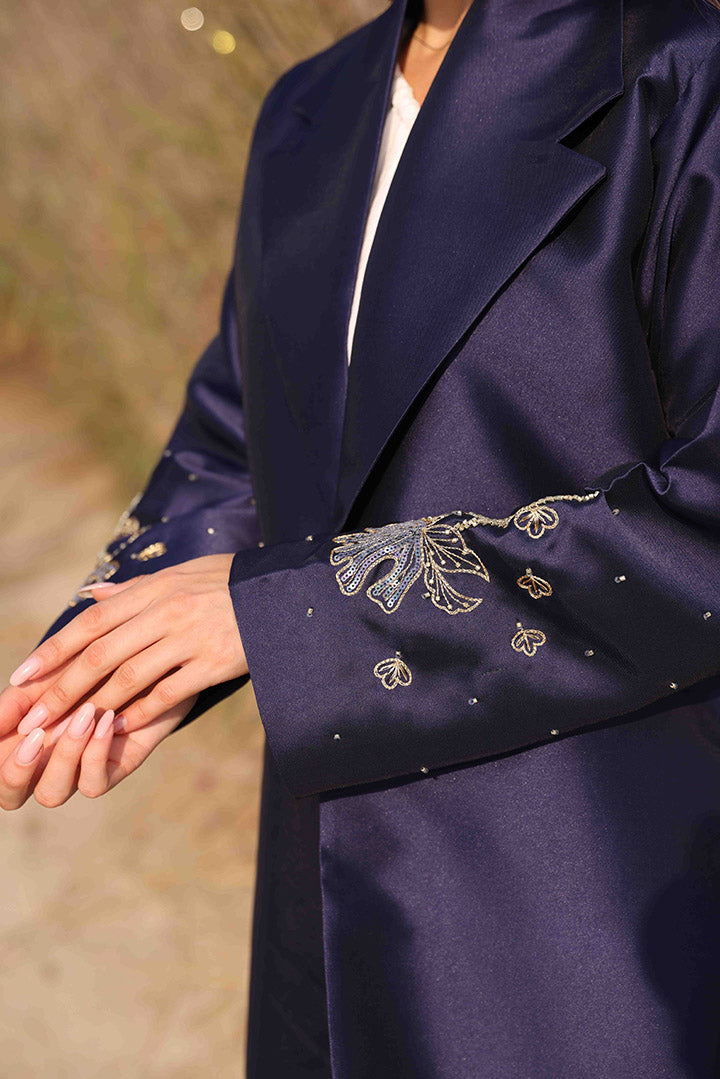 Abaya with Gold Embroidered on Sleeves