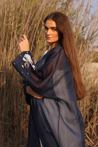 One Shoulder Dress With Hand Embroidery Sleeves Bisht